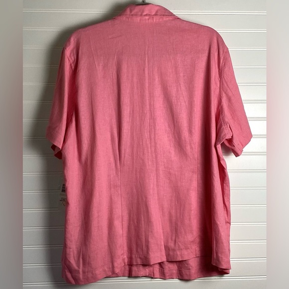 Erika Woman NWT Linen Blend Short Sleeve Button Down Shirt Size 1X  pink - Picture 5 of 8